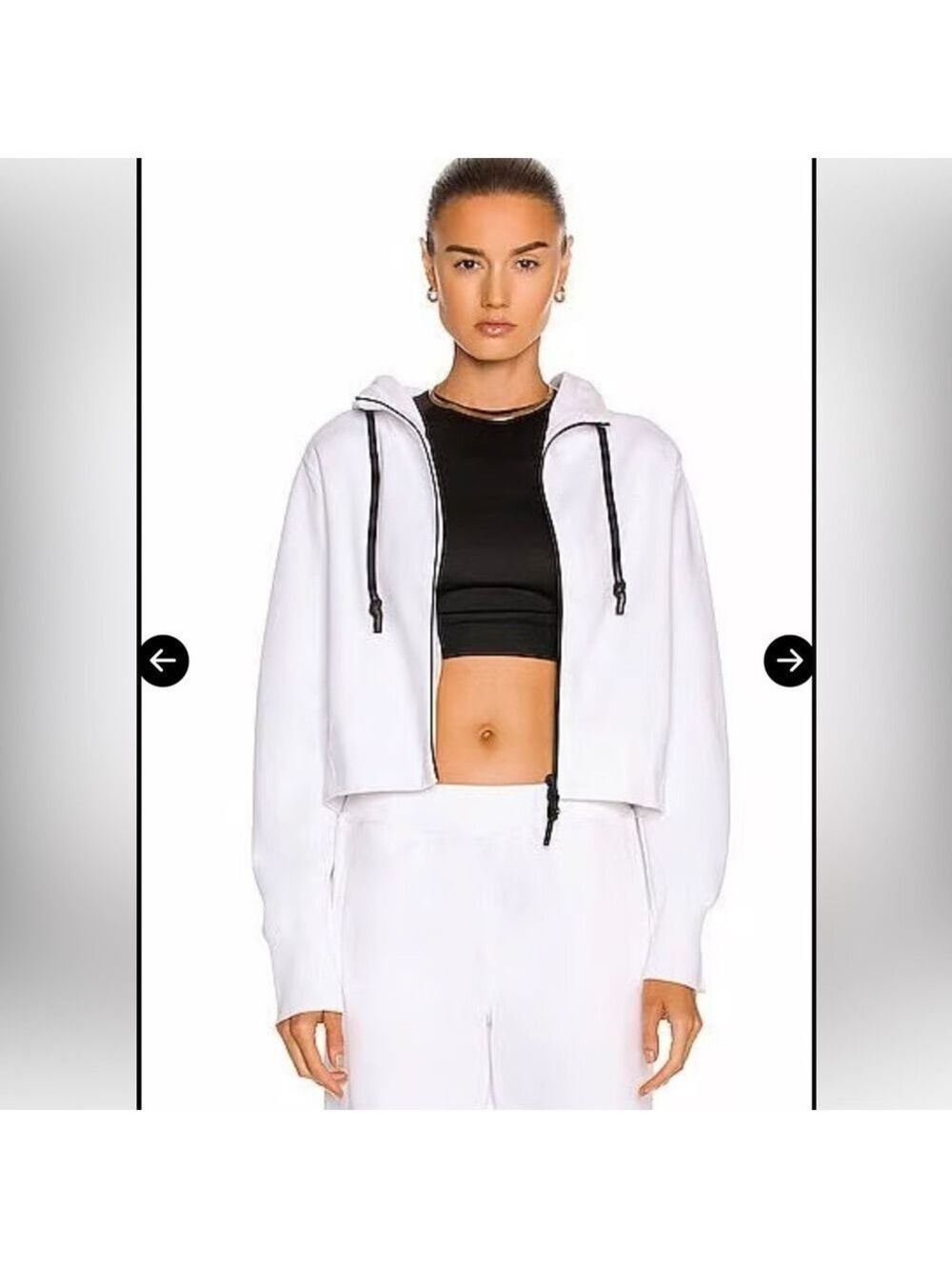 Gauge81 Cropped White Edison Hood Black Accent Size Small NWT